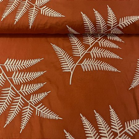 Laise Bicolor Folhagens Fundo Terracota