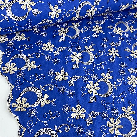 Layse Bordada Barrada 3D Azul Royal