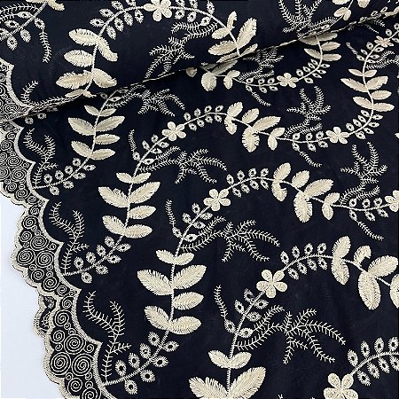 Layse Bordada Barrada 3D Preto