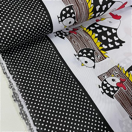 Oxford Estampado Nacional Barrado Galinhas com Xadrez