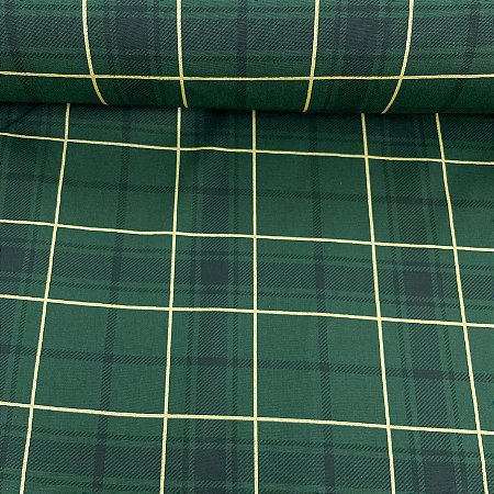 Tricoline Estampada de Natal Fundo Verde Xadrez