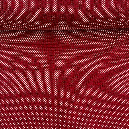 Tricoline Estampada Bahamas Fundo Vermelho Com Poa Miúdinho Branco