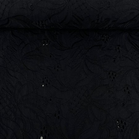 Laise Bordada Preto Floral Étnico