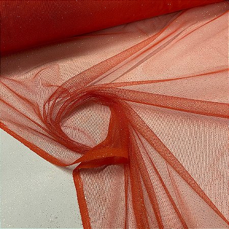 Tule Com Glitter Laranja