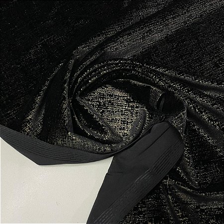 Veludo Zenica Promocional Preto com Brilho Dourado