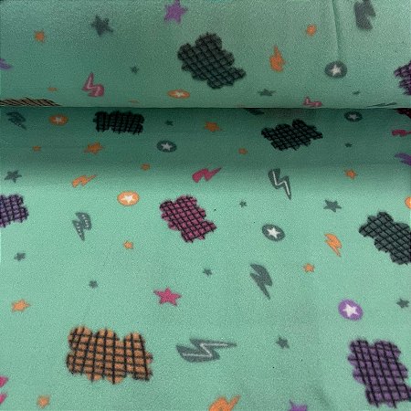Soft Estampado Raios e Estrelas Fundo Verde