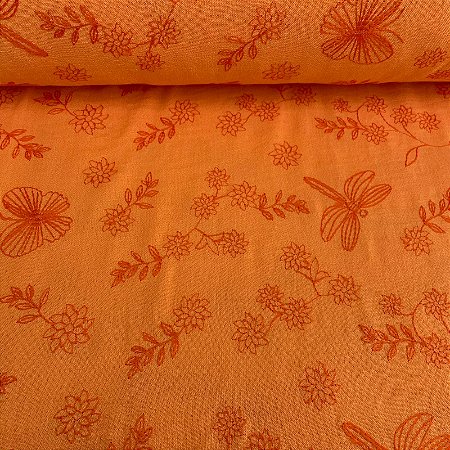 Laise Bicolor Bordada Laranja Sob Laranja
