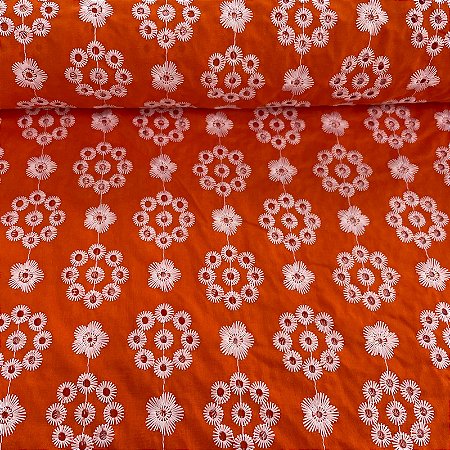 Laise Bicolor Bordada Laranja Sol Bordado