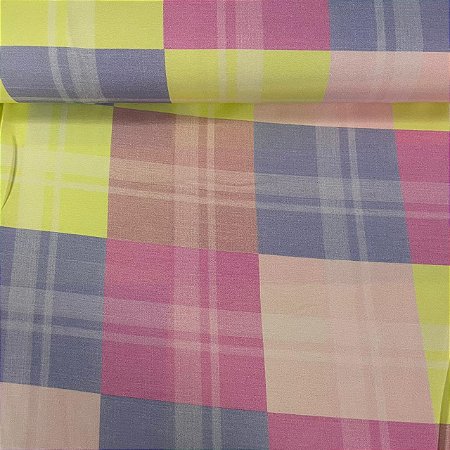 Viscose Estampada Quadriculado Colorido