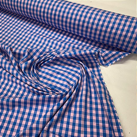 Tricoline Fio 40 Galles Xadrez Azul e Rosa