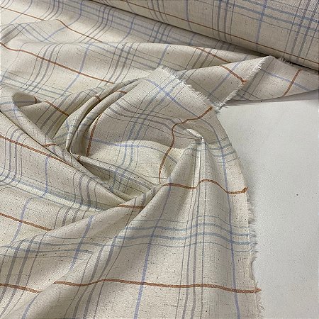 Tecido Natural Camisaria Luhi Linho e Algodao Xadrez Misto
