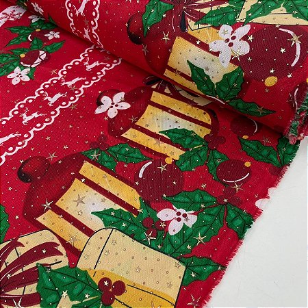 Oxford Natalino Shine Barrado com Lanternas, Flocos de Neve e Floral