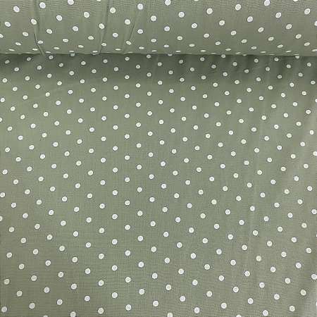 Percal Estampado 180 Fios Fundo Verde Poá Miudinho Branco