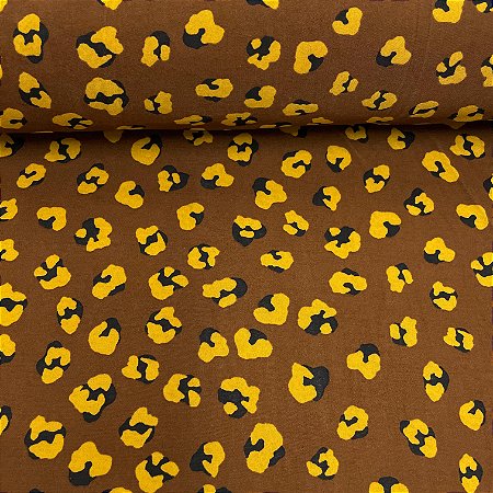 Liganete Estampada Fundo Bege com Manchas Amarelas e Pretas