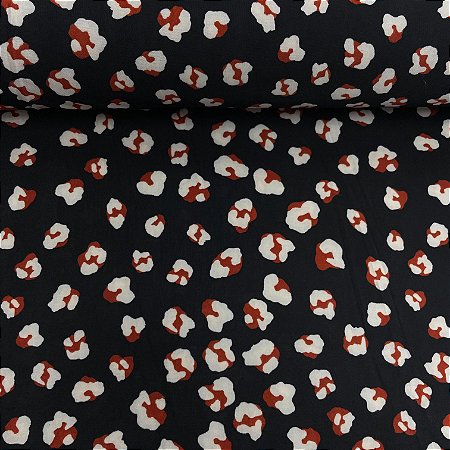 Liganete Estampada Fundo Preto com Manchas Marrons e Brancas