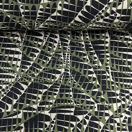 Liganete Estampada Grafismo Verde com Preto