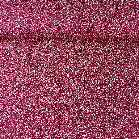 Tricoline Estampada Bahamas Fundo Cereja com Ramos Brancos