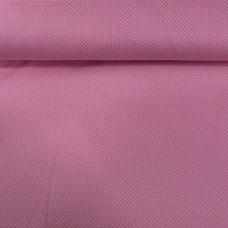 Tricoline Estampada Bahamas Fundo Rosa Com Poá Miudinho Branco