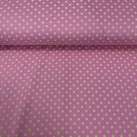 Tricoline Estampada Bahamas Fundo Rosa Com Poá Bege