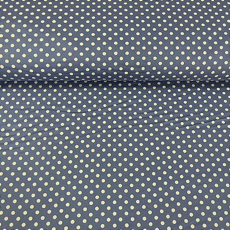 Tricoline Estampada Bahamas Azul Com Poá Marfim