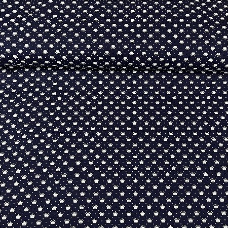 Tricoline Estampada Bahamas Azul Com Coroas Brancas