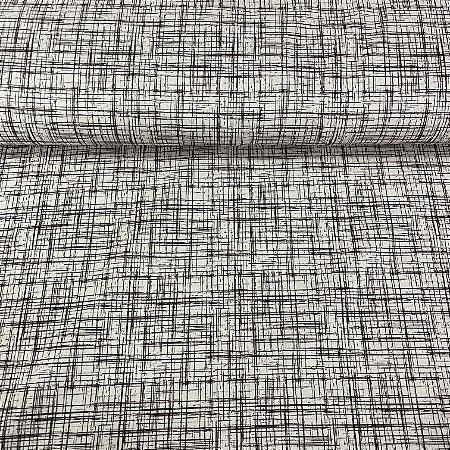 Tricoline Estampada Bahamas Fundo Branco Com Riscos Pretos