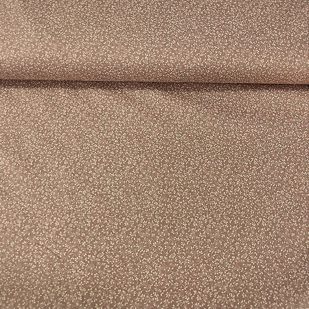 Tricoline Estampada Bahamas Fundo Marrom Com Ramos Beges