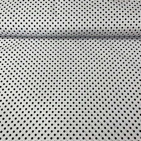 Tricoline Estampada Bahamas Fundo Branco Com Poá Preto