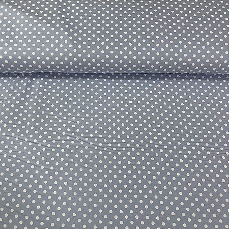 Tricoline Estampada Bahamas Fundo Azul Bebê Com Poá Branco