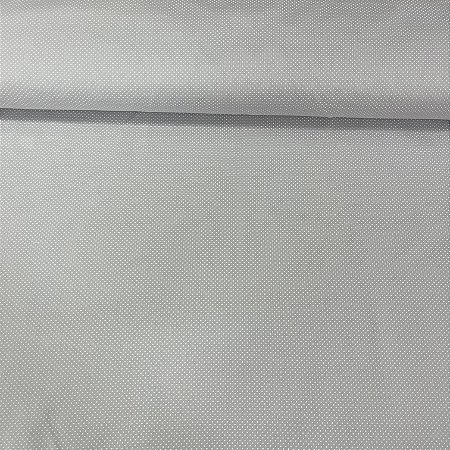 Tricoline Estampada Bahamas Fundo Cinza Com Poá Miudinho Branco