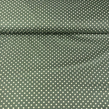 Tricoline Estampada Bahamas Fundo Verde Com Poá Bege