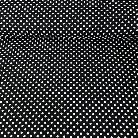 Tricoline Estampada Bahamas Fundo Preto Com Poá Branco