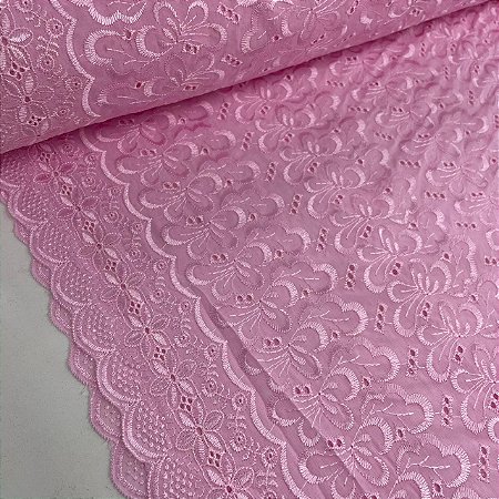 Broderi Rosa Bebê Barrado Floral