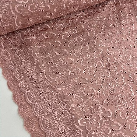 Broderi Rosa Antigo Barrado Floral