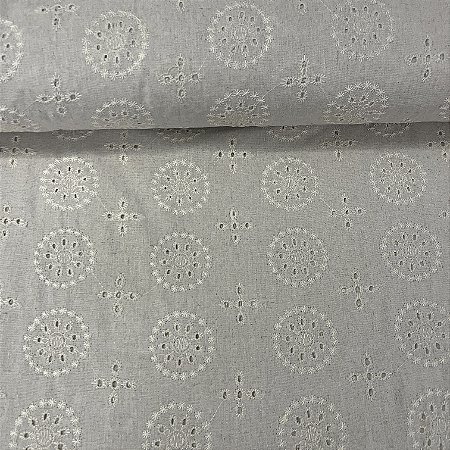 Linho com Viscose Bordado Bege Oval com Cruz