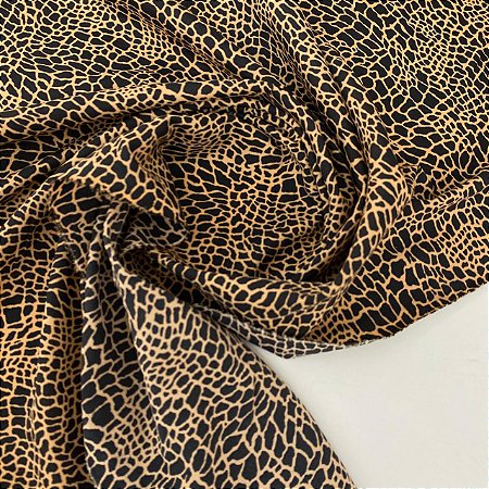 Crepe Indiano Estampado Onça Bege