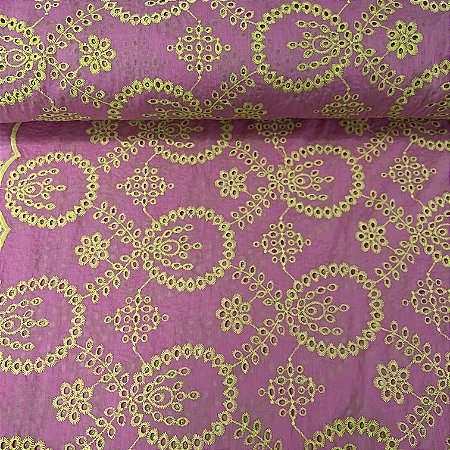 Laise Bicolor Bordada Rosa e Amarelo