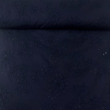 Laise Bordada Azul Escuro Floral