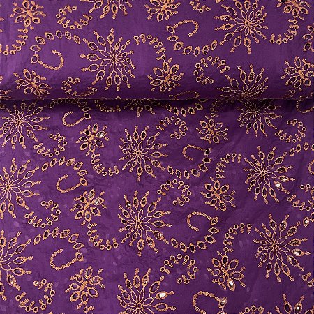 Laise Bicolor Bordada Roxo com Laranja