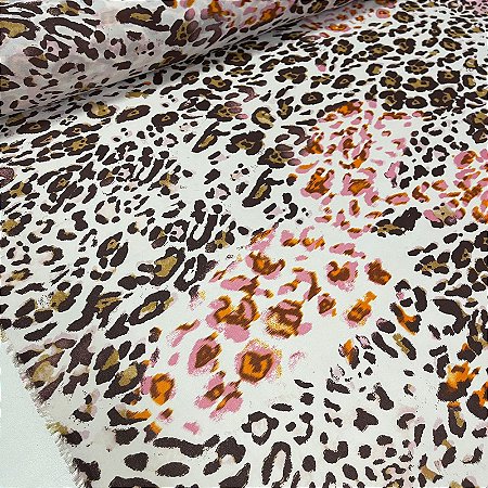 Tecido Promocional Chiffon de Onçinha Colorido e Barrado