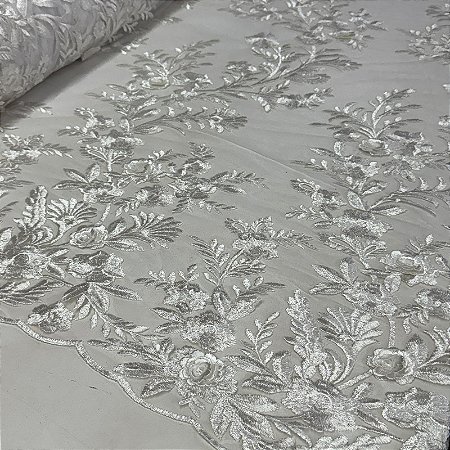 Tule Bordado 3D London Branco