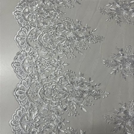 Tule Bordado Fancy Branco 1