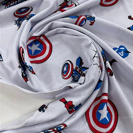 Malha de Algodão Estampada Capitão America