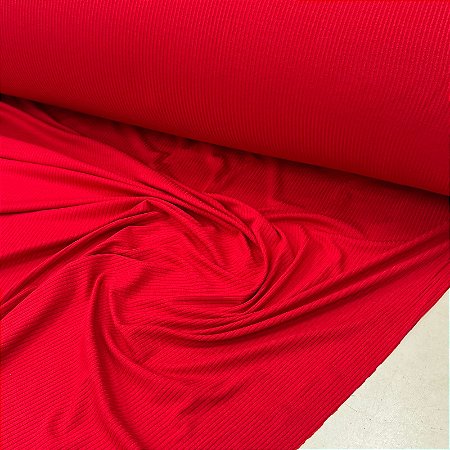Malha Canelada De Viscose Vermelho
