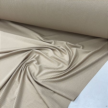 Malha Canelada De Viscose Bege