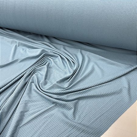Malha Canelada De Viscose Azul Jeans