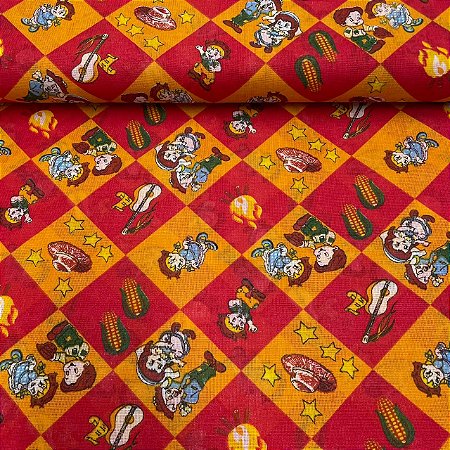 Chita Estampa São João Quadriculada Vermelho