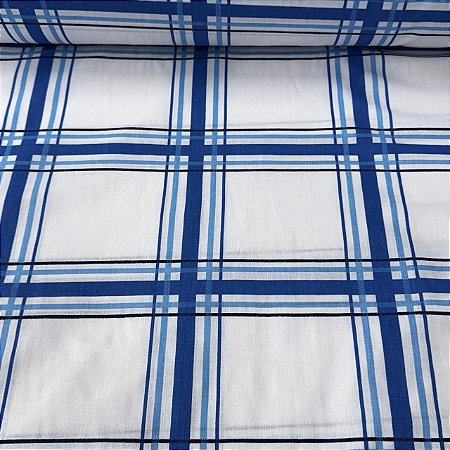 Percal Estampado 180 Fios Xadrez Azul