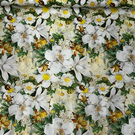Tricoline Digital Floral Branco
