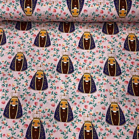 Tricoline Digita Nossa Senhora Aparecida Rosa